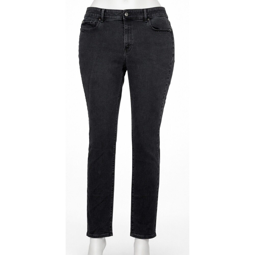 Talbots Flawless Girlfriend Jeans Women’s 16 Black Cotton Blend Stretch Mid Rise